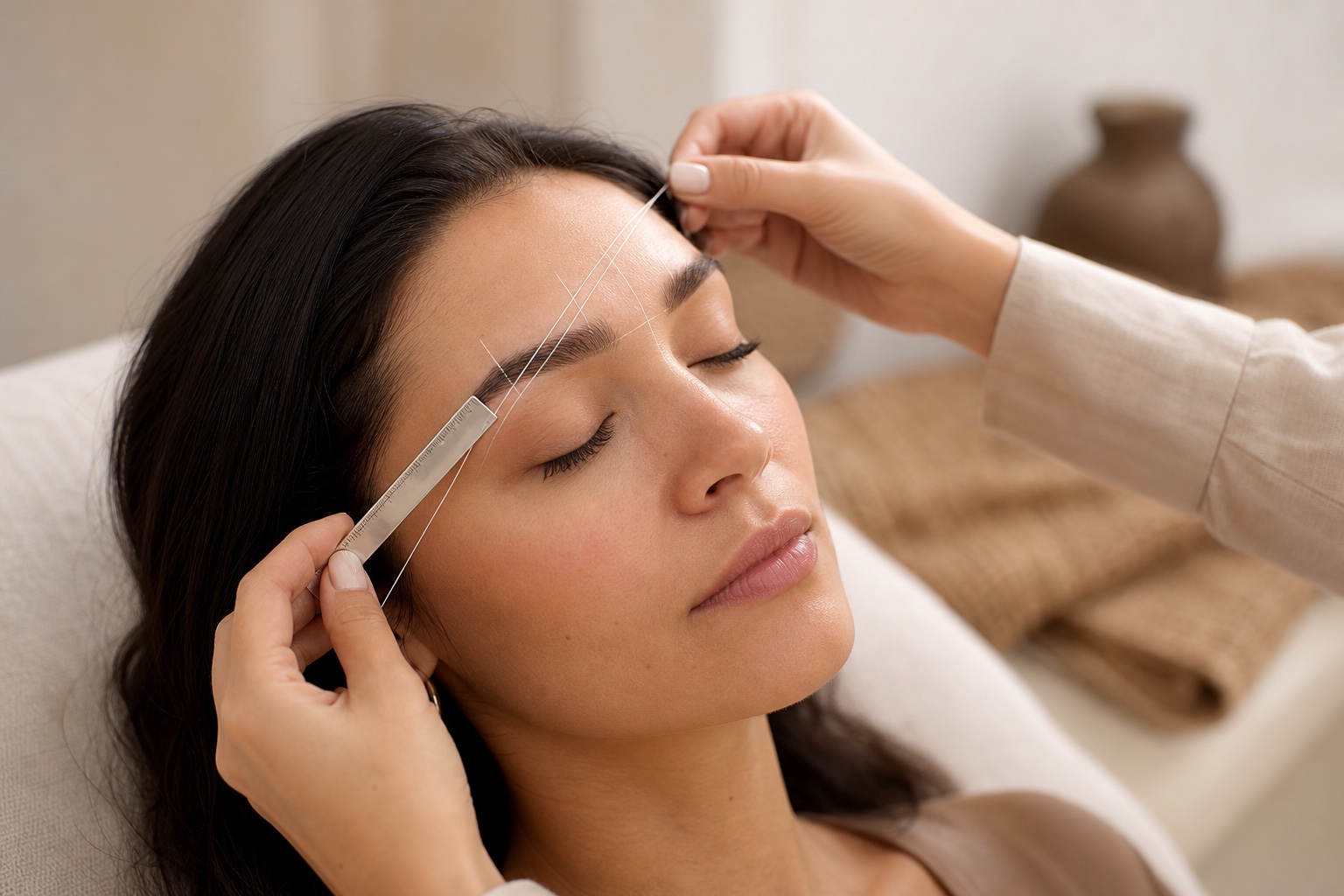 Brow mapping tijdens een wenkbrauwbehandeling